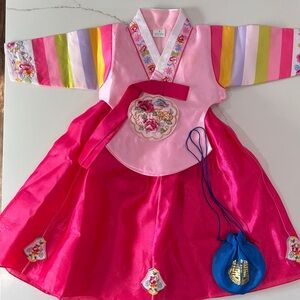 Pink and Multicolor Korean Hanbok